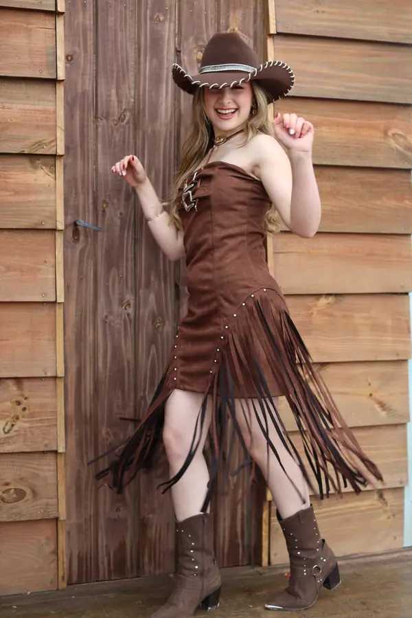 VESTIDO CINTA COM FRANJA